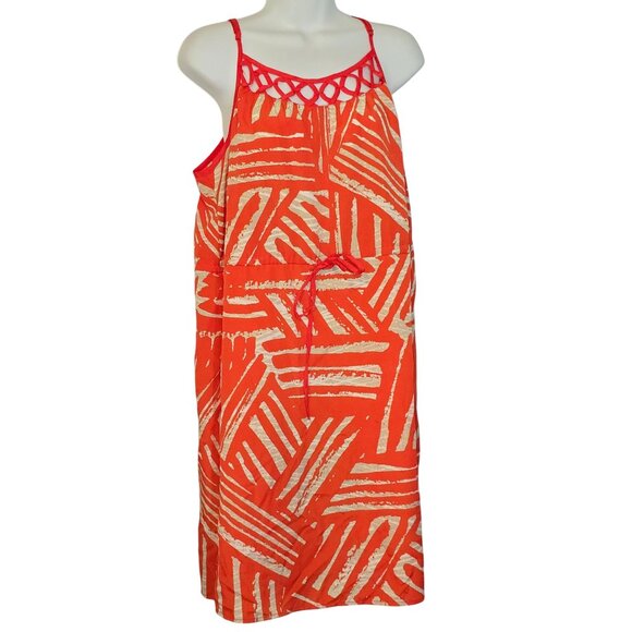 Mossimo Size XL Women's Orange Print Easy Waist Sleeveless Dress - Picture 1 of 7